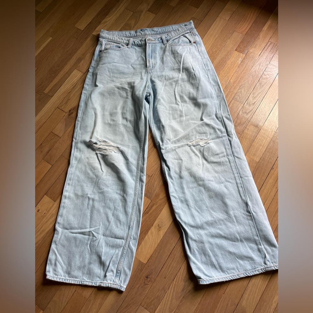 Old Navy tall wide leg high rise distressed denim